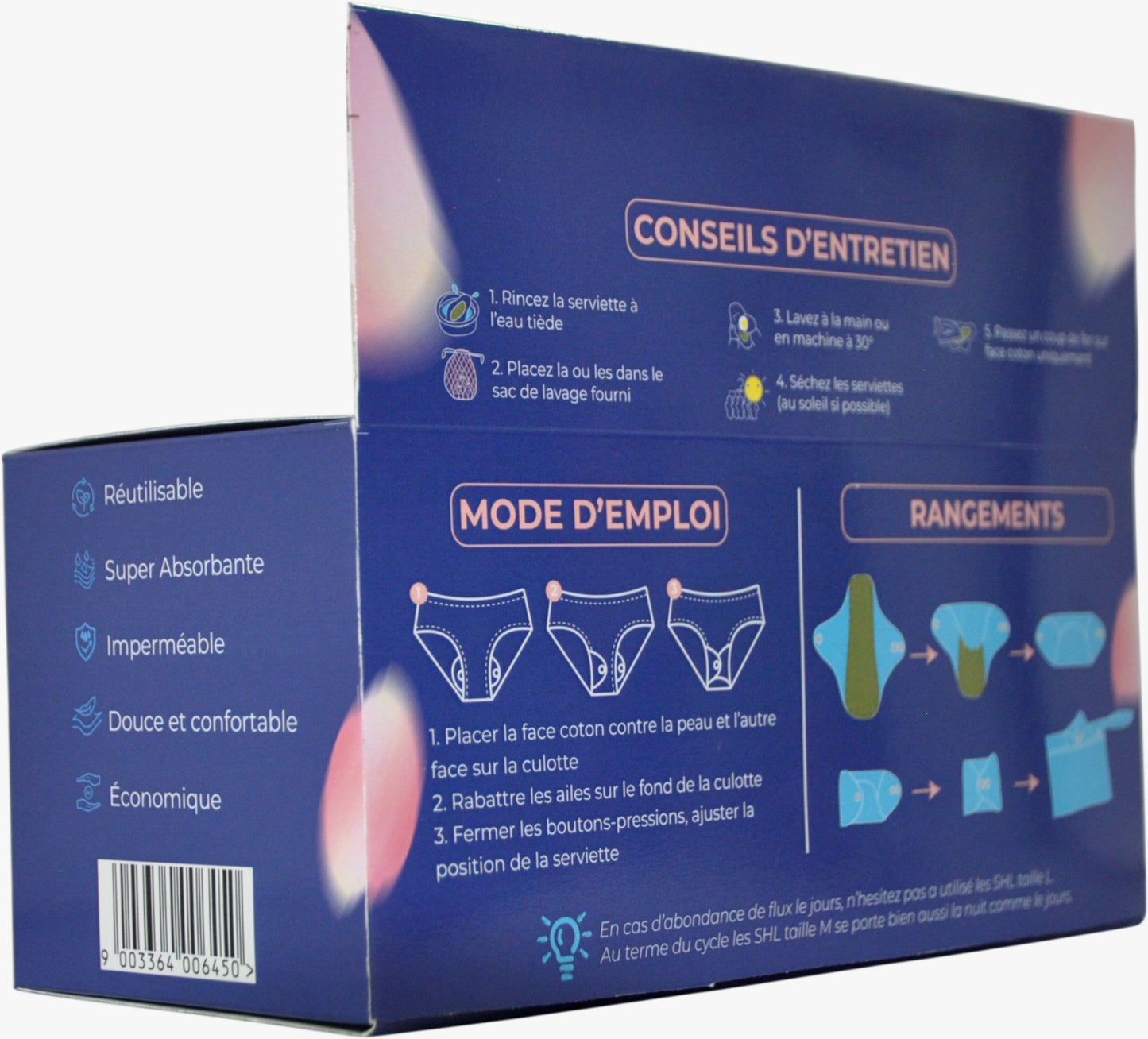 Pack de démarrage complet (6 serviettes hygiéniques lavables)