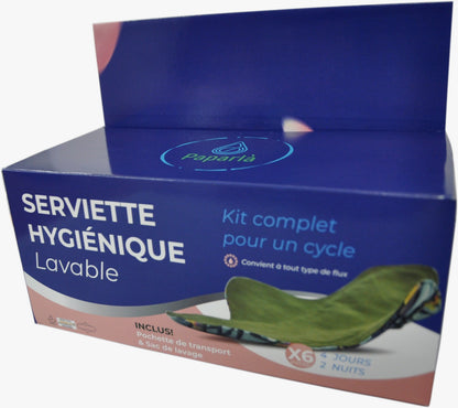 Kit complet Paparlà (6 serviettes hygiéniques lavables)